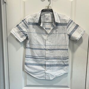 Boys Calvin Klein White & Light Blue Striped Short-Sleeve Button-Up Shirt